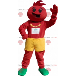 All red snowman mascot with yellow shorts - Redbrokoly.com