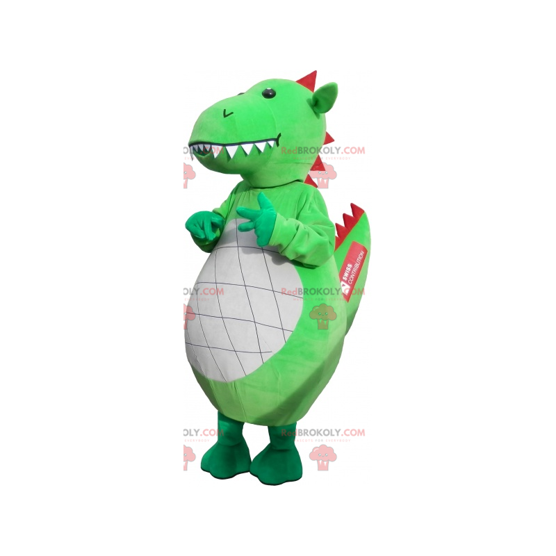 Kæmpe og imponerende grøn drage maskot - Redbrokoly.com