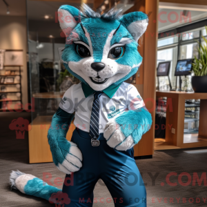 Teal Lynx mascottekostuum...