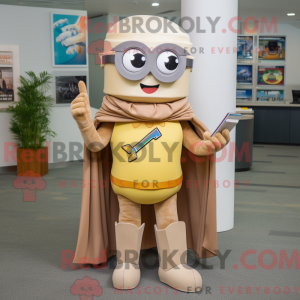 Tan Superhero mascot...
