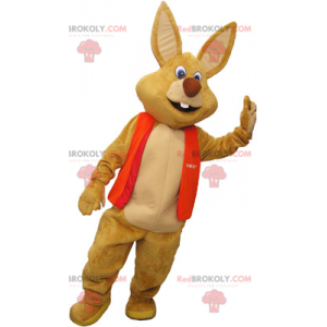 Mascotte de lapin marron géant avec un gilet - Redbrokoly.com