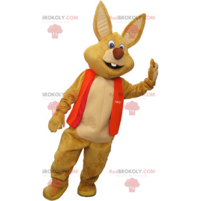 Mascota de conejo marrón gigante con chaleco - Redbrokoly.com