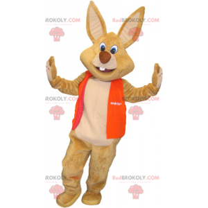 Mascotte de lapin marron géant avec un gilet - Redbrokoly.com