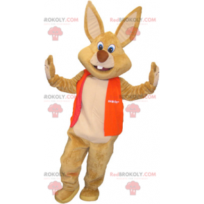 Giant brown rabbit mascot with a vest - Redbrokoly.com