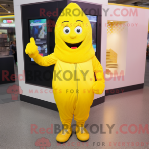 Fantasia de mascote Pingente amarela com jegging e luvas - Pingente de mascote - REBROKO_281140 - RedBrokoly.com