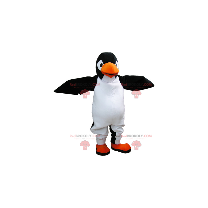 Mascotte de pinguin noir et blanc géant très réaliste -