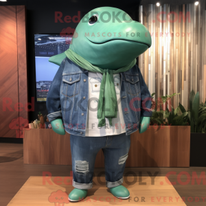 Grøn Pukkelhval maskot...