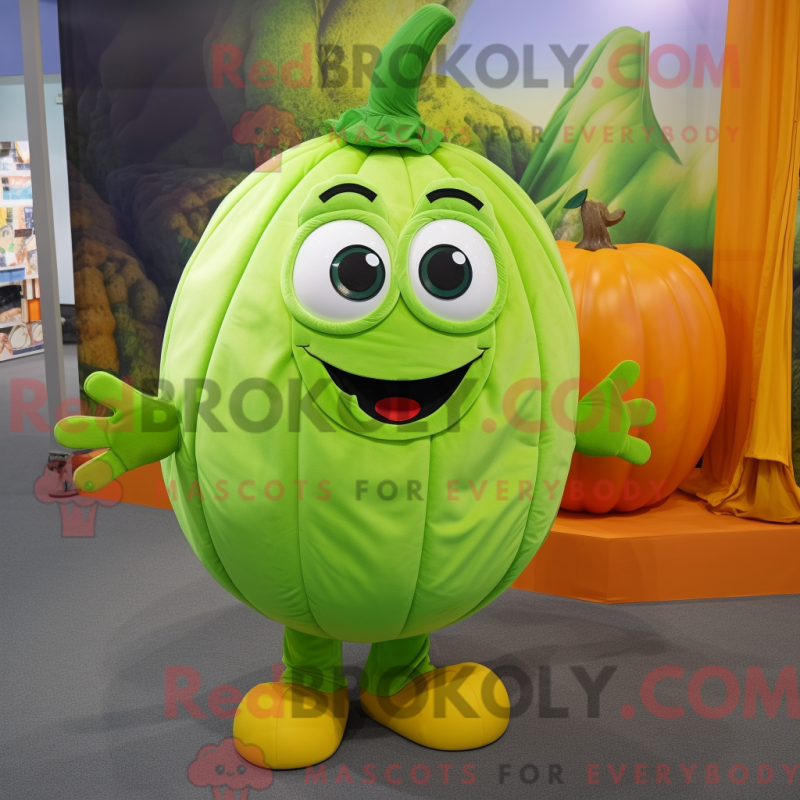Fantasia de mascote Abóbora verde-lima com macacão e xale - Mascotes de abóbora - REBROKO_281189 - RedBrokoly.com