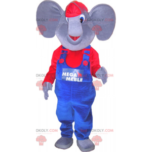 Mascota elefante vestida de azul y rojo - Redbrokoly.com