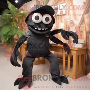Sort Spider maskot kostume...