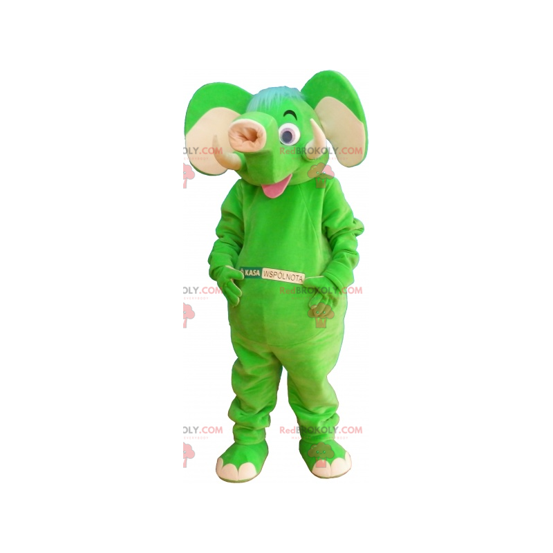 Mascotte d'éléphant vert fluo - Redbrokoly.com