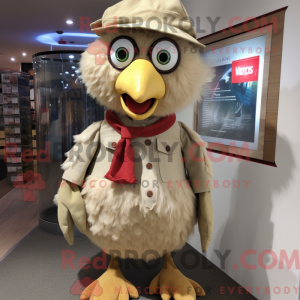Beige Hens mascot costume...