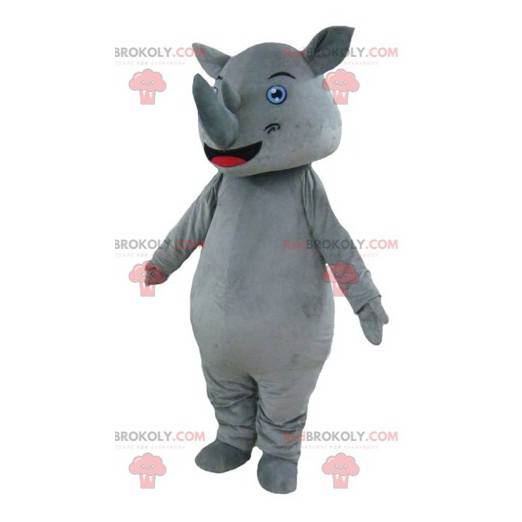 Grande mascotte di rinoceronte grigio gigante e impressionante