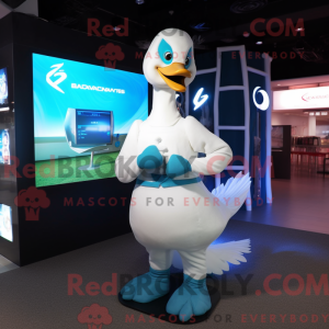 Maskotdraktfigura Cyan Swan...