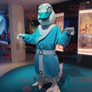 Maskotdraktfigura Cyan Swan...
