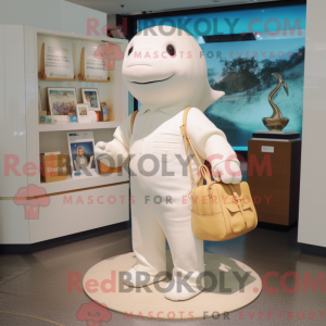 Beige Beluga Whale maskot...