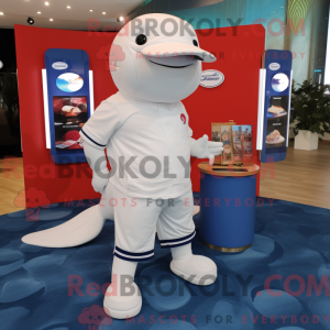 Beige Beluga Whale maskot...