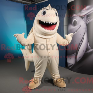 Beige haai-mascottekostuum...