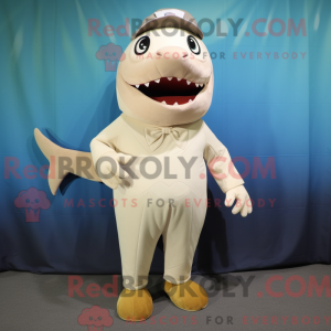 Beige haai-mascottekostuum...