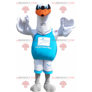 Mascotte de grande mouette blanche. Costume d'oiseau -