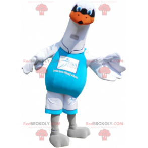 Mascotte de grande mouette blanche. Costume d'oiseau -