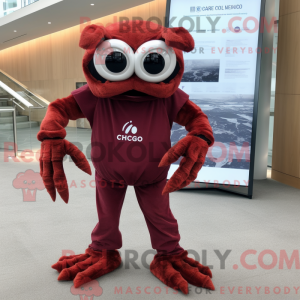 Maroon Crab maskot kostume...