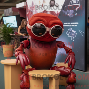 Maroon Crab maskot kostume...
