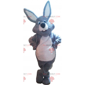 Mascote coelho gigante cinza e branco - Redbrokoly.com