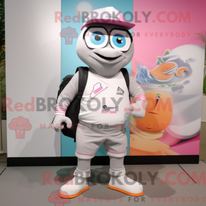 Grijs-roze mascottekostuum...
