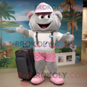 Grijs-roze mascottekostuum...