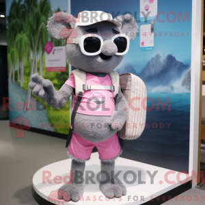 Grijs-roze mascottekostuum...