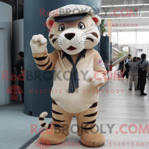 Beige Tiger maskot kostume...