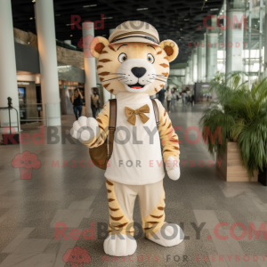 Beige Tiger maskot drakt...