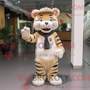Beige Tiger maskot drakt...