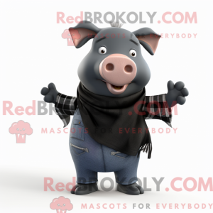 Black Pig-mascottekostuum...
