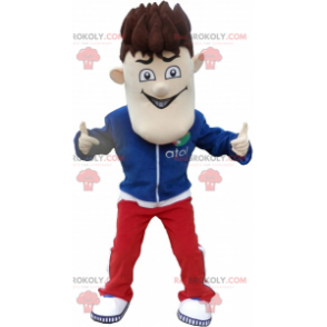 Snowman mascot in tracksuit with erect hair - Redbrokoly.com