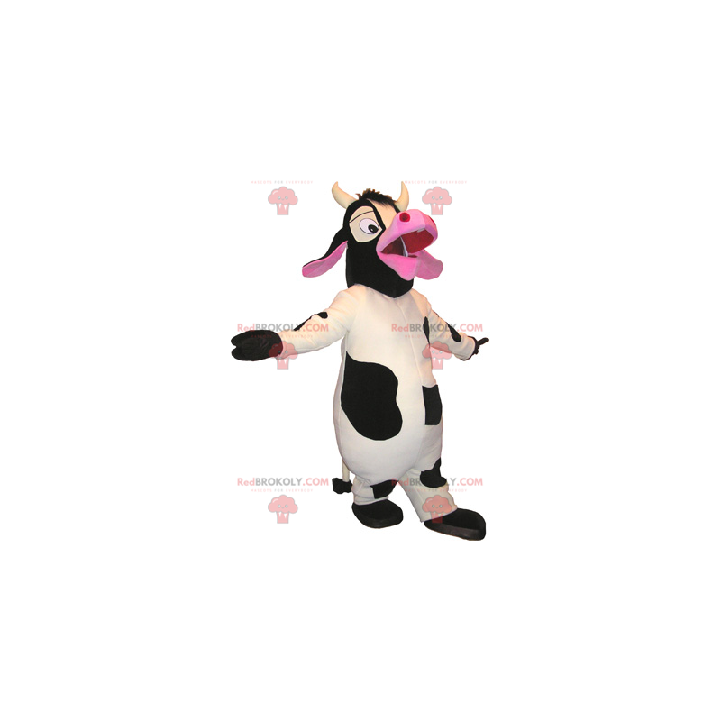 Mascotte della mucca bianca nera e rosa - Redbrokoly.com