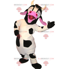 Zwart en roze witte koe mascotte - Redbrokoly.com