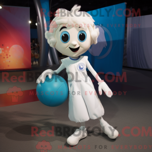 Hvid akrobat maskot kostume...