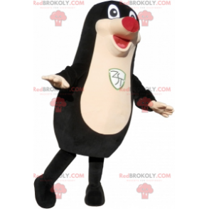 Pulchna i zabawna maskotka czarna foka z czerwonym nosem -