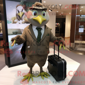Olive Quail-mascottekostuum...