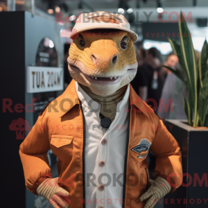 Peach Komodo Dragon maskot...