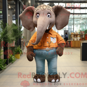 Brun Elefant maskot kostume...