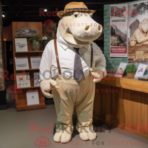 Cream Hippopotamus mascot...