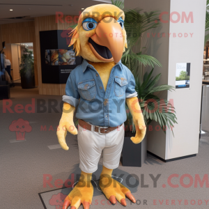 Tan Macaw maskot kostume...