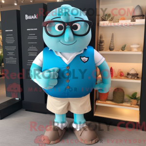 Cyan Rugby Ball maskot...
