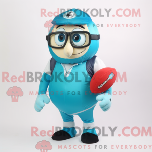 Cyan Rugby Ball mascot...