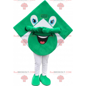 Grön och vit fyrkantig maskot som ser rolig ut - Redbrokoly.com