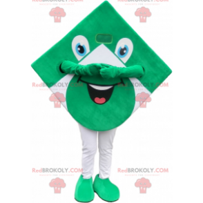 Grön och vit fyrkantig maskot som ser rolig ut - Redbrokoly.com