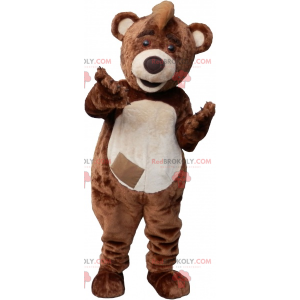 Mascotte de gros ours brun et beige en peluche - Redbrokoly.com